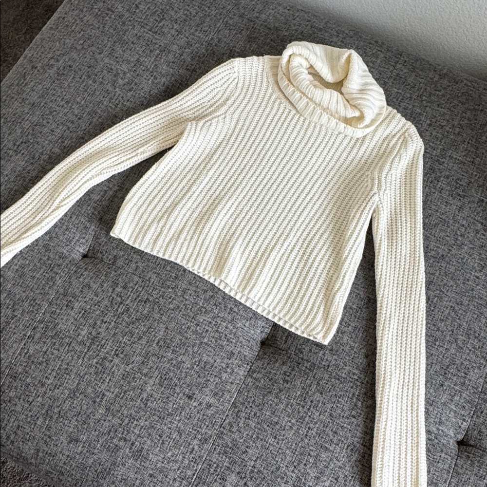 Charlotte Russe Cream Knit Turtleneck Sweater